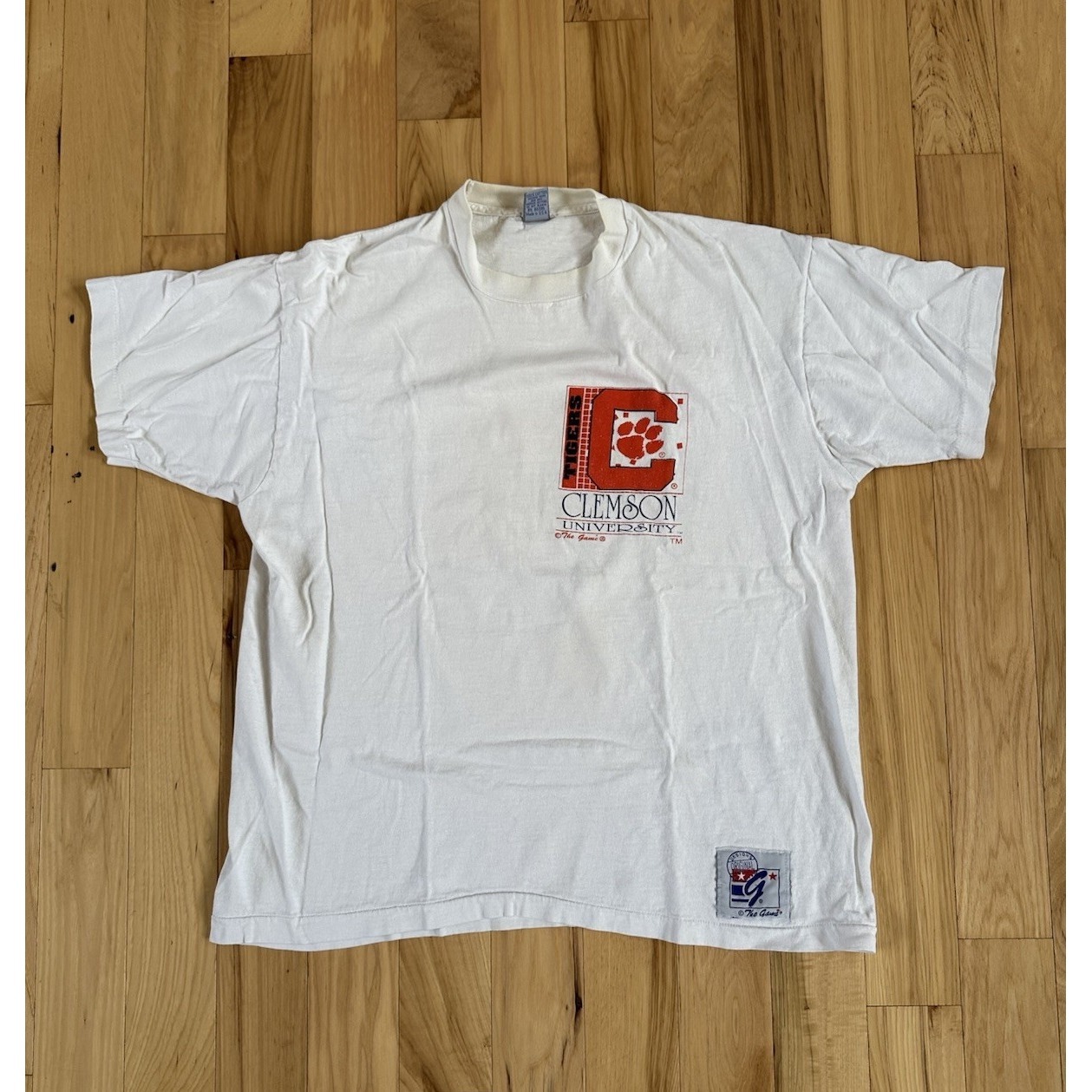 Vintage 90s Gear Clemson Tigers Adult Xl White T-Shirt Single Stitch Thrashed